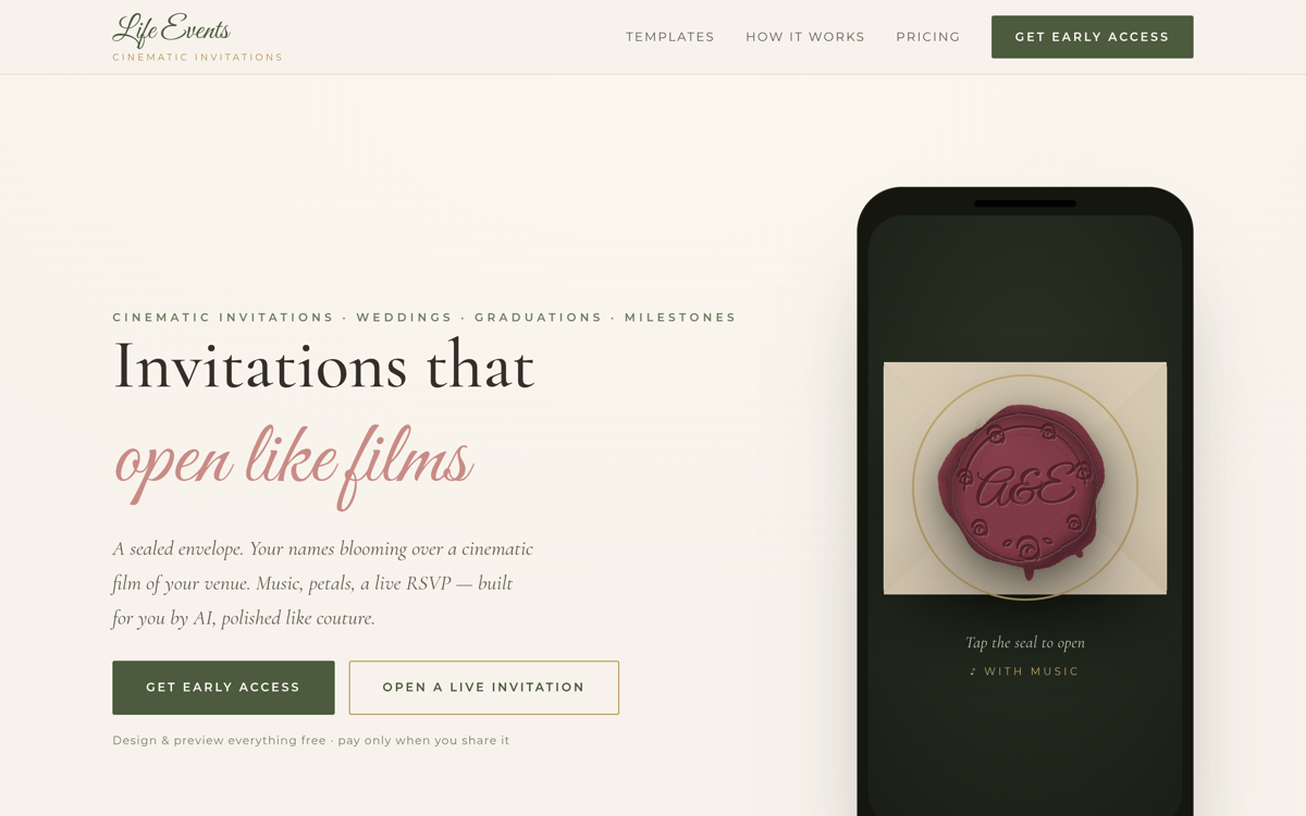 LifeInvites - Fully Automated Invitation Platform website preview